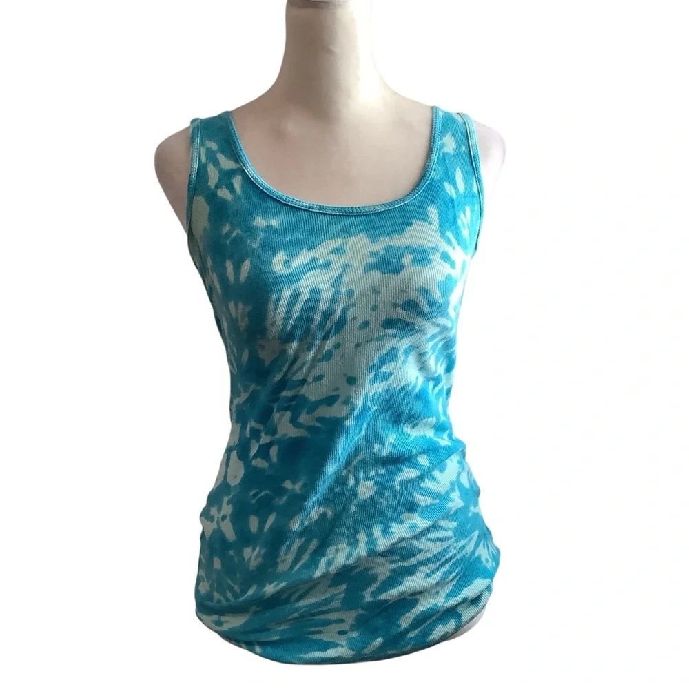 No Boundaries Women’s Aqua Tie-Dye Tank Top Size L - Picture 3 of 7